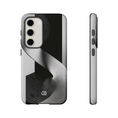 Grey Tough Phone Case for Samsung - Obsidian Moiré Wave