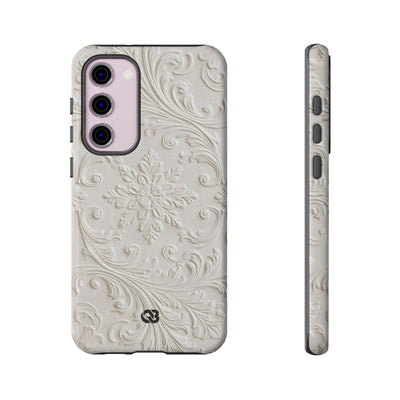 Ivory Baroque Relief · Tough Phone Case for Samsung · White