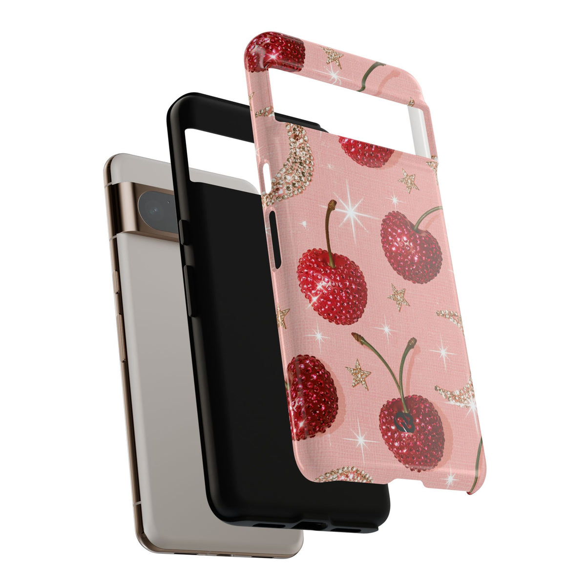 Bedazzled Ruby Cherries · Tough Phone Case for Pixel ·  Pink