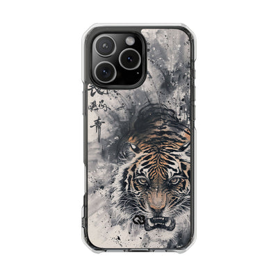 Fierce Ink Tiger · Clear Impact Magnetic Phone Case for iPhone · Beige