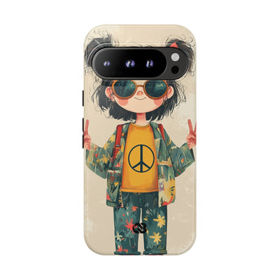 Retro Peace Girl · Coque de téléphone Tough pour Google Pixel