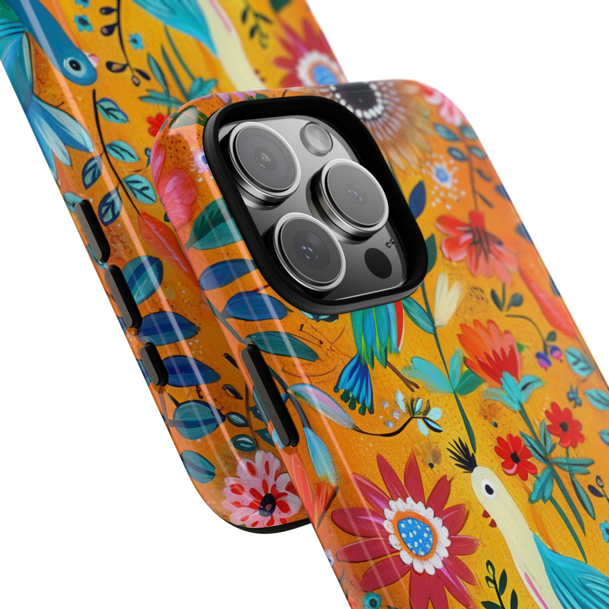 Colorful Birds Bloom iPhone 16 Pro Max Case - Tough