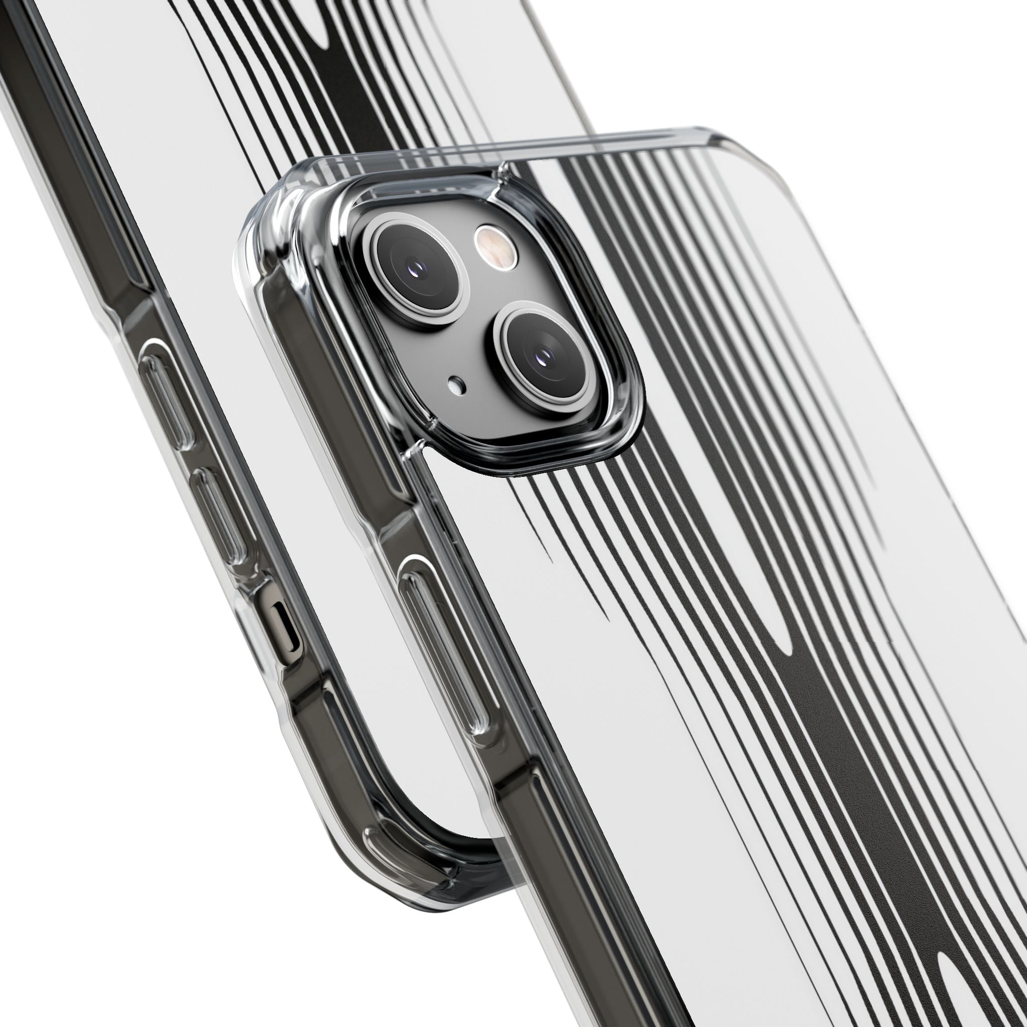 White Impact MagSafe Phone Case for iPhone - Kinetic Mono Distortion
