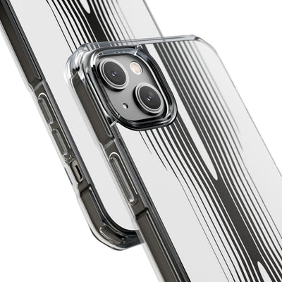 White Impact MagSafe Phone Case for iPhone - Kinetic Mono Distortion