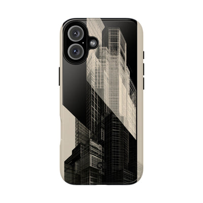 Beige Tough Phone Case for iPhone - Monolith Urban Grid