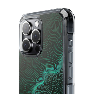 Teal Impact MagSafe Phone Case for iPhone - Neon Jade Contour