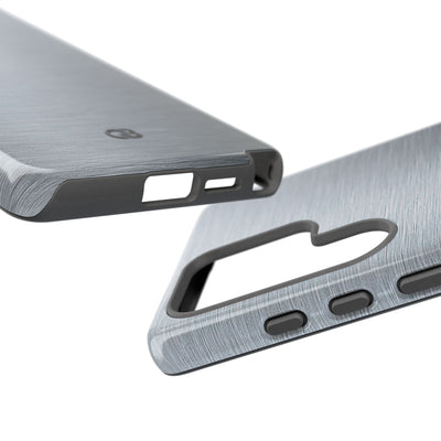 Silver Tough Phone Case for Samsung - Satin Chrome Grain