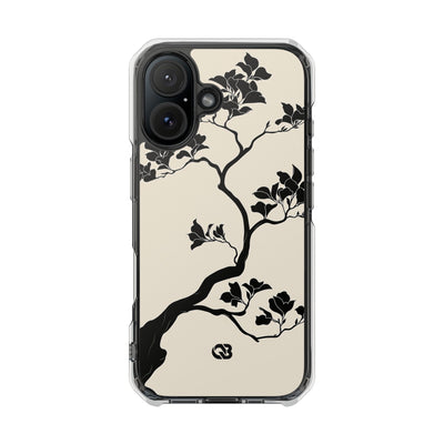 Beige Impact MagSafe Phone Case for iPhone - Obsidian Bonsai Silhouette
