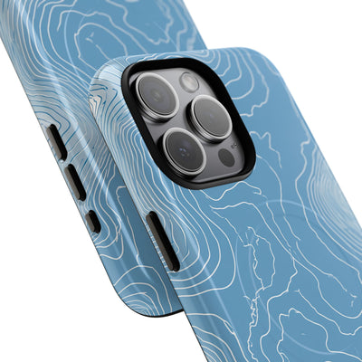 Blue Tough 2.0 Magsafe Phone Case for iPhone - Glacial Ridge Topo