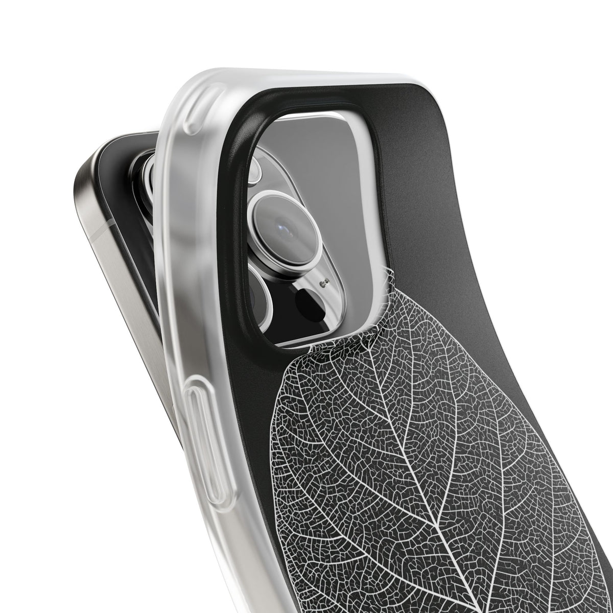 Monochrome Leaf Skeleton · Lite Phone Case for iPhone ·  Black