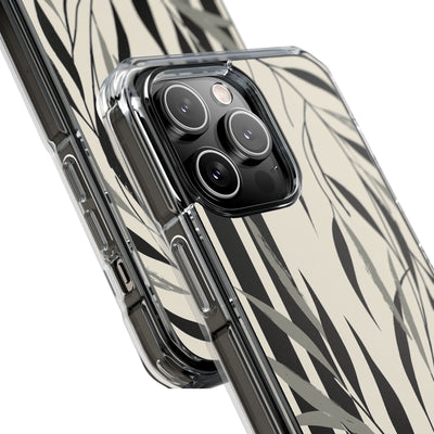 Beige Impact MagSafe Phone Case for iPhone - Soot Leaf Sketch