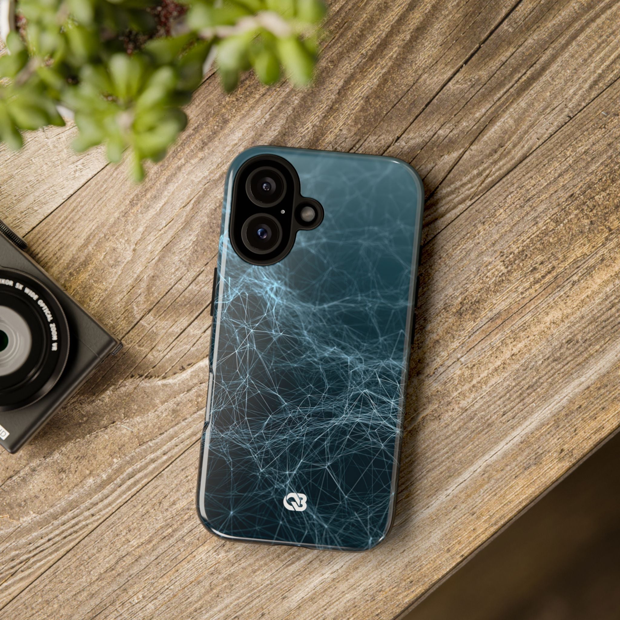 Teal Tough Phone Case for iPhone - Arctic Neural Mesh