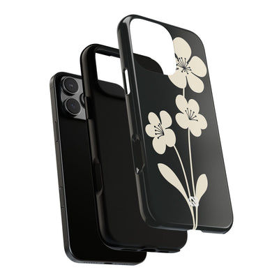 Black Tough Phone Case for iPhone - Obsidian Cream Bloom