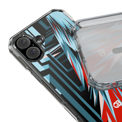 Blue Impact MagSafe Phone Case for iPhone - Glitch Peak Cyan
