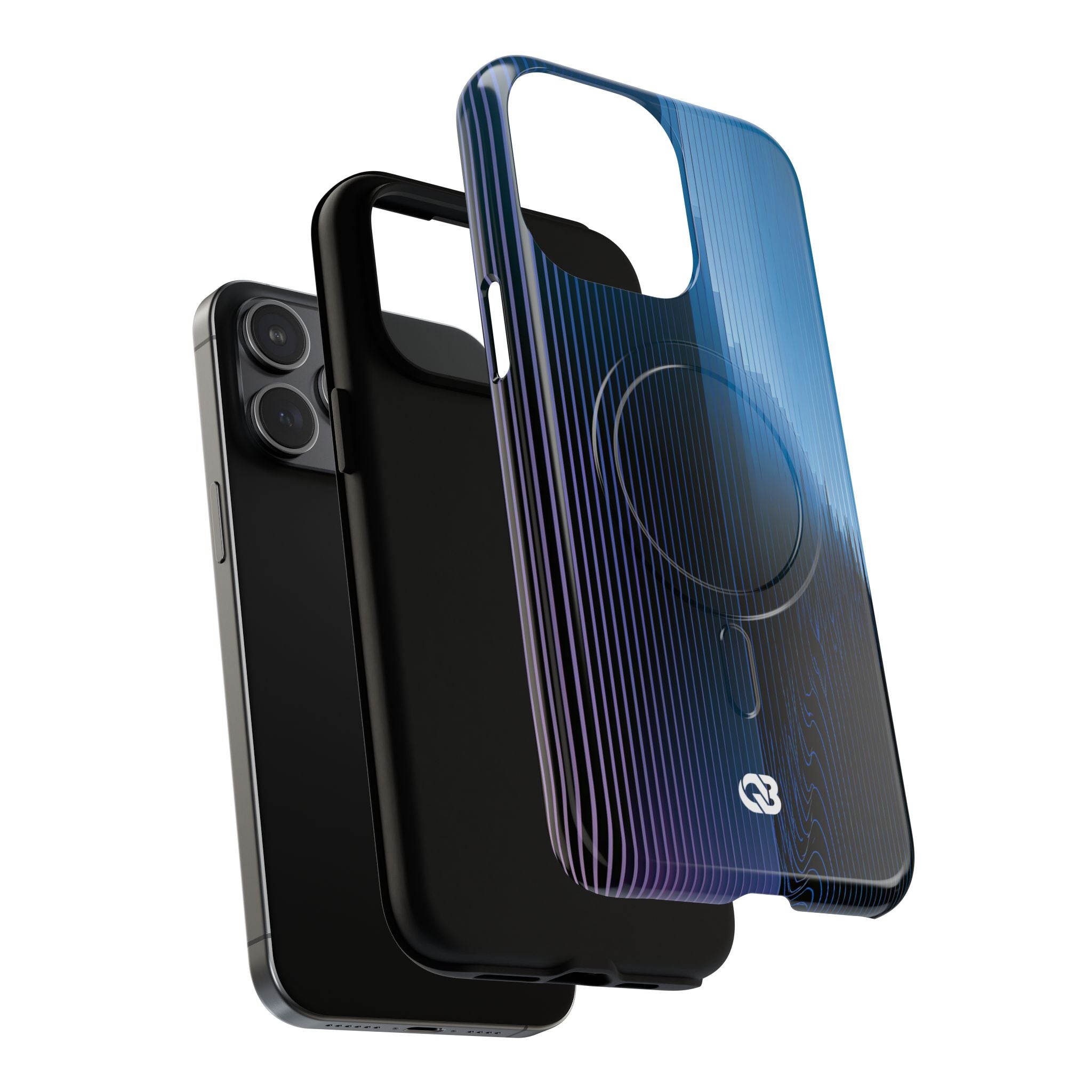 Blue Tough 2.0 Magsafe Phone Case for iPhone - Indigo Distortion Wave