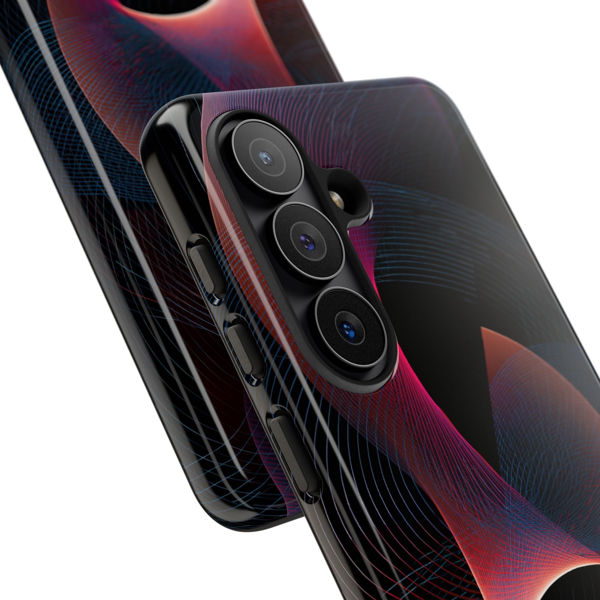 Black Tough Phone Case for Samsung - Cobalt Crimson Flux