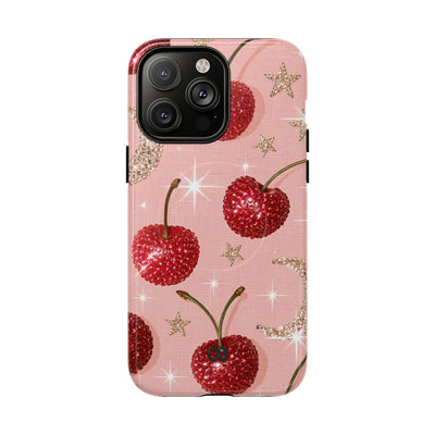 Bedazzled Ruby Cherries · Tough 2.0 Magnetic Phone Case for iPhone · Pink