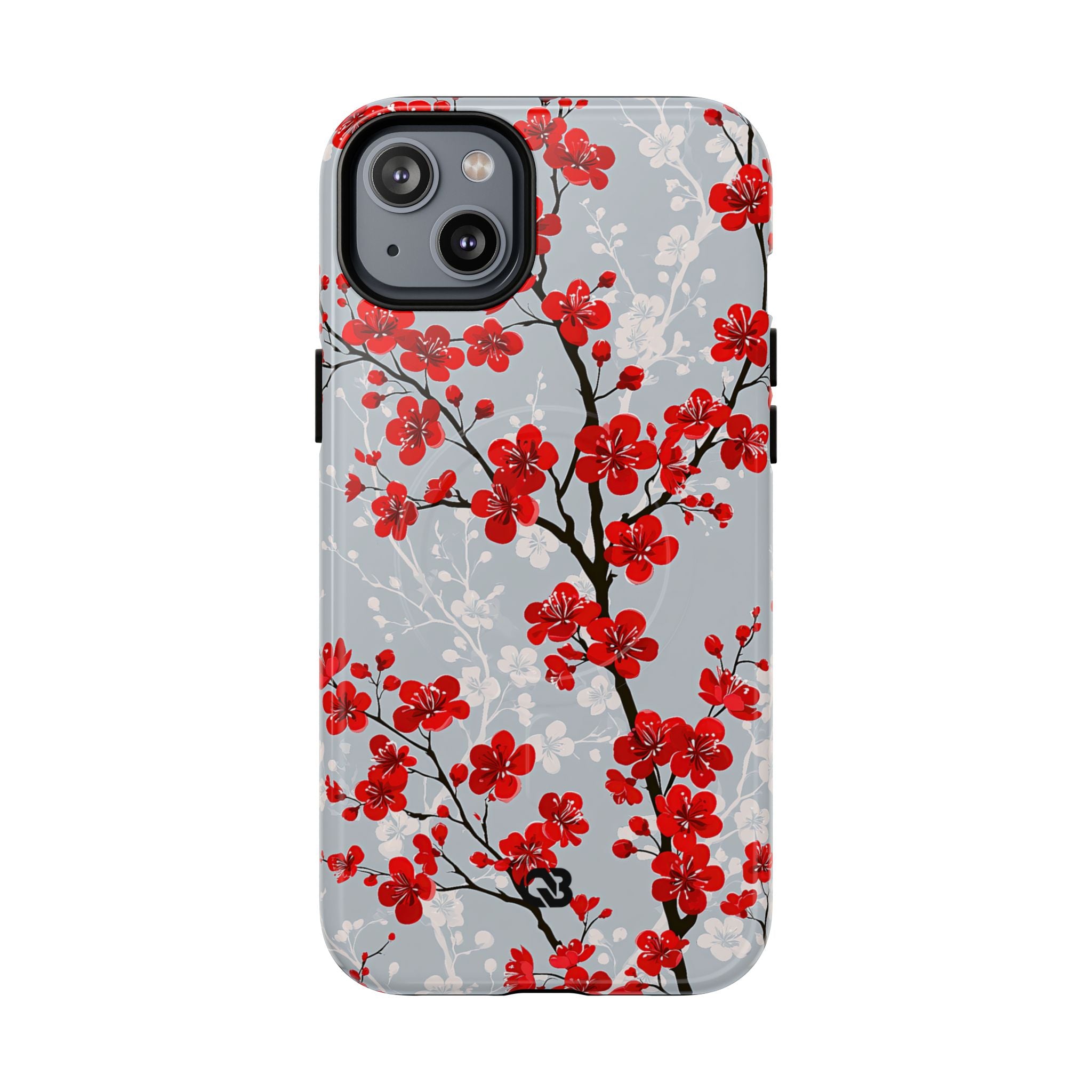 Grey Tough 2.0 Magsafe Phone Case for iPhone - Crimson Sakura Slate