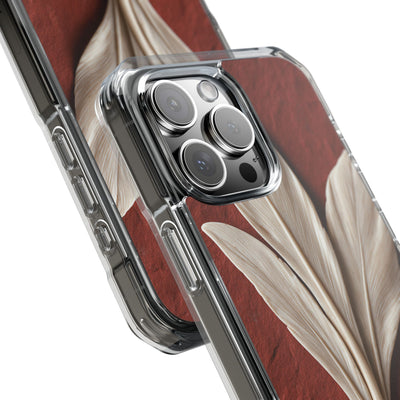 Carved Ivory Plume · Clear Impact Magnetic Phone Case for iPhone · Red