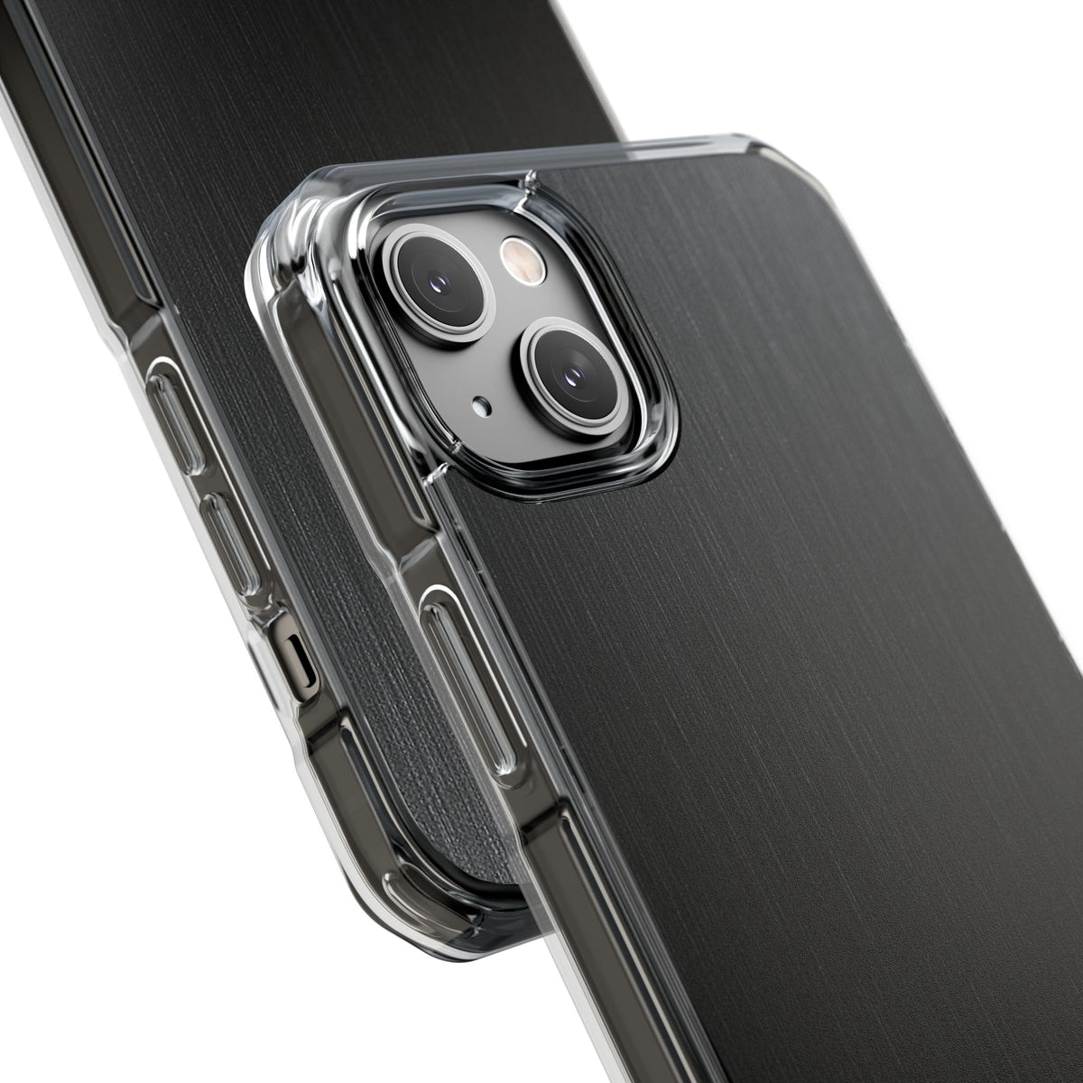 Obsidian Brushed Steel · Clear Impact Magnetic Phone Case for iPhone ·  Black