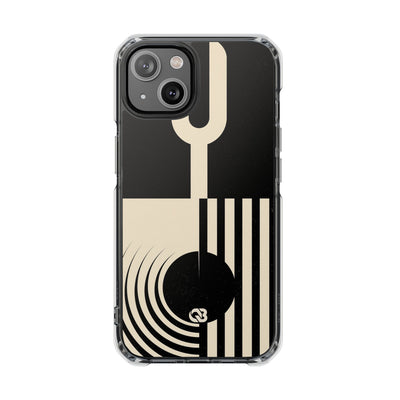 Black Impact MagSafe Phone Case for iPhone - Ivory Signal Grid