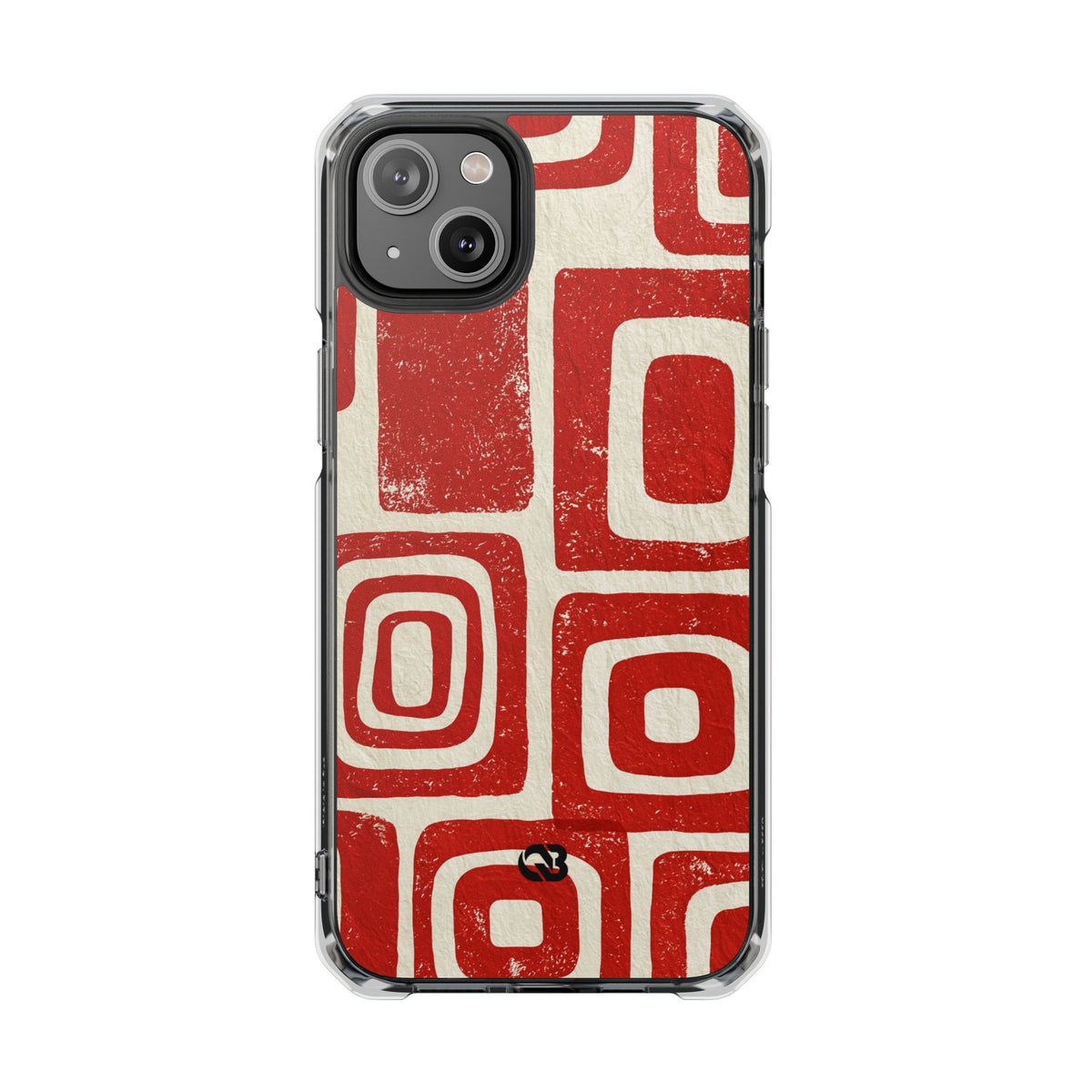 Vermilion Block Motif · Clear Impact Magnetic Phone Case for iPhone · Red