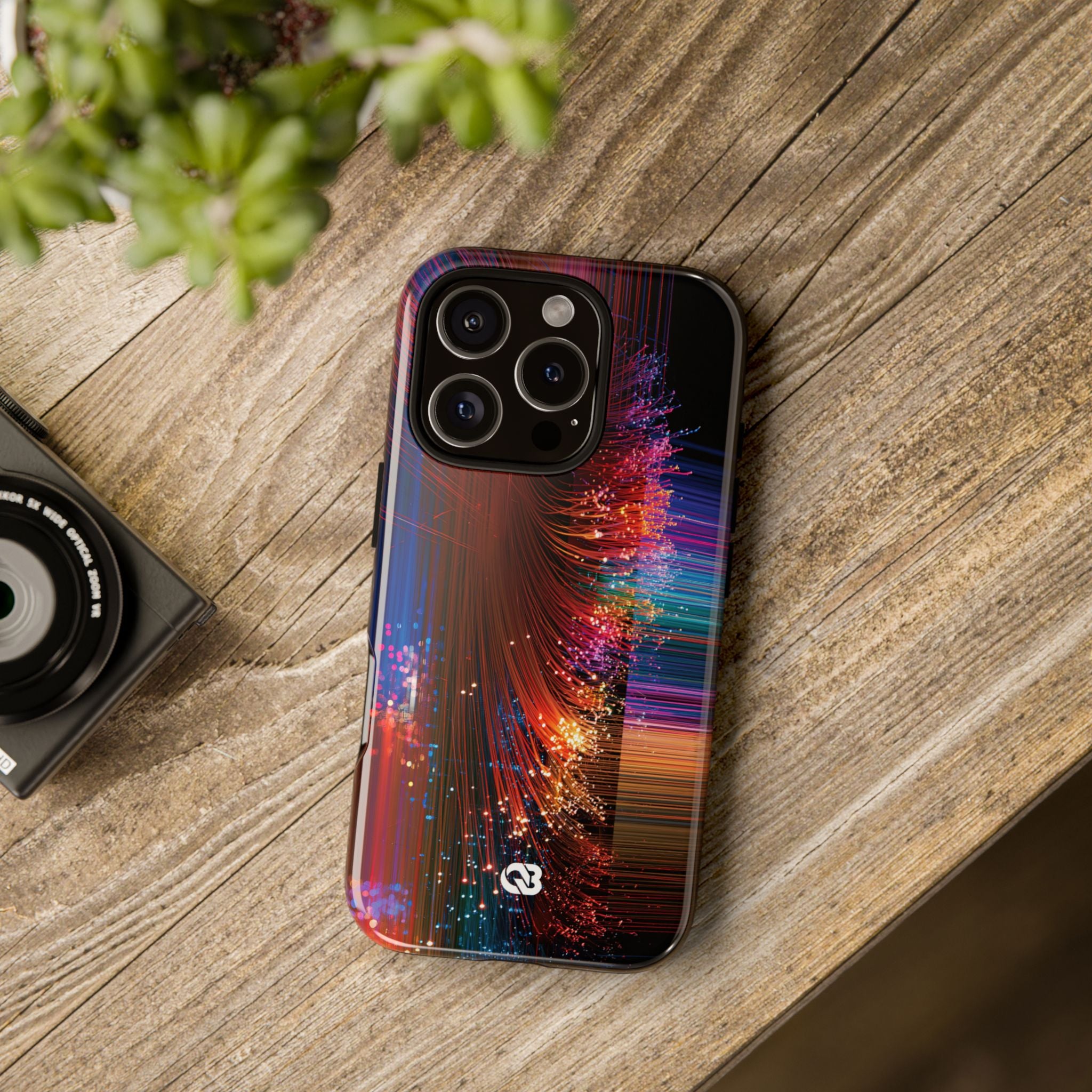 Black Tough Phone Case for iPhone - Cyber Optic Streak