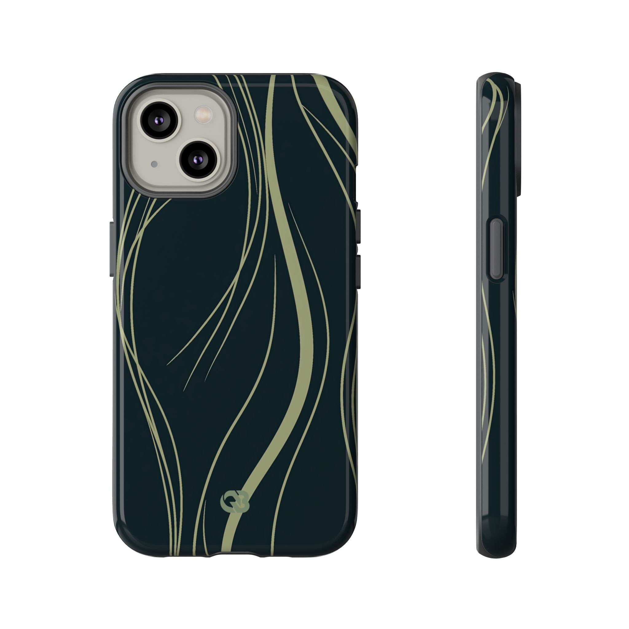 Green Tough Phone Case for iPhone - Obsidian Sage Flow