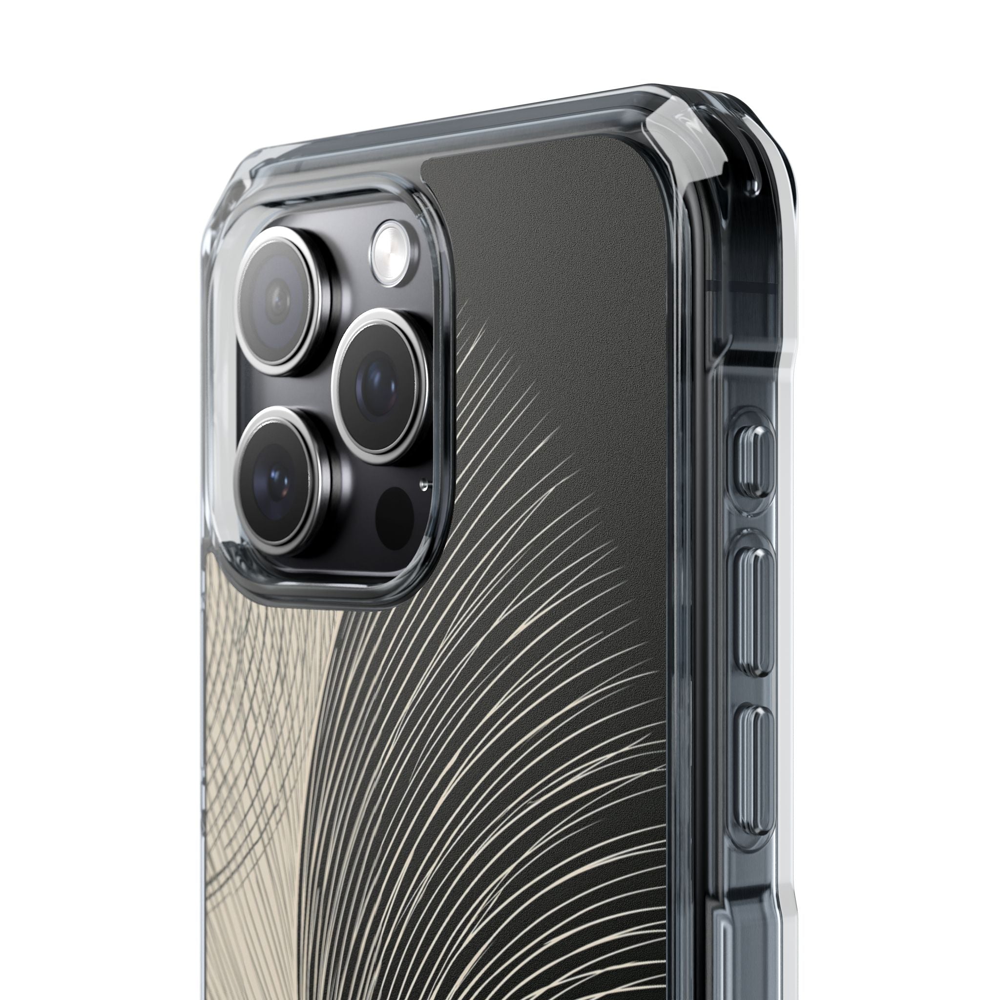 Beige Impact MagSafe Phone Case for iPhone - Obsidian Cream Plume