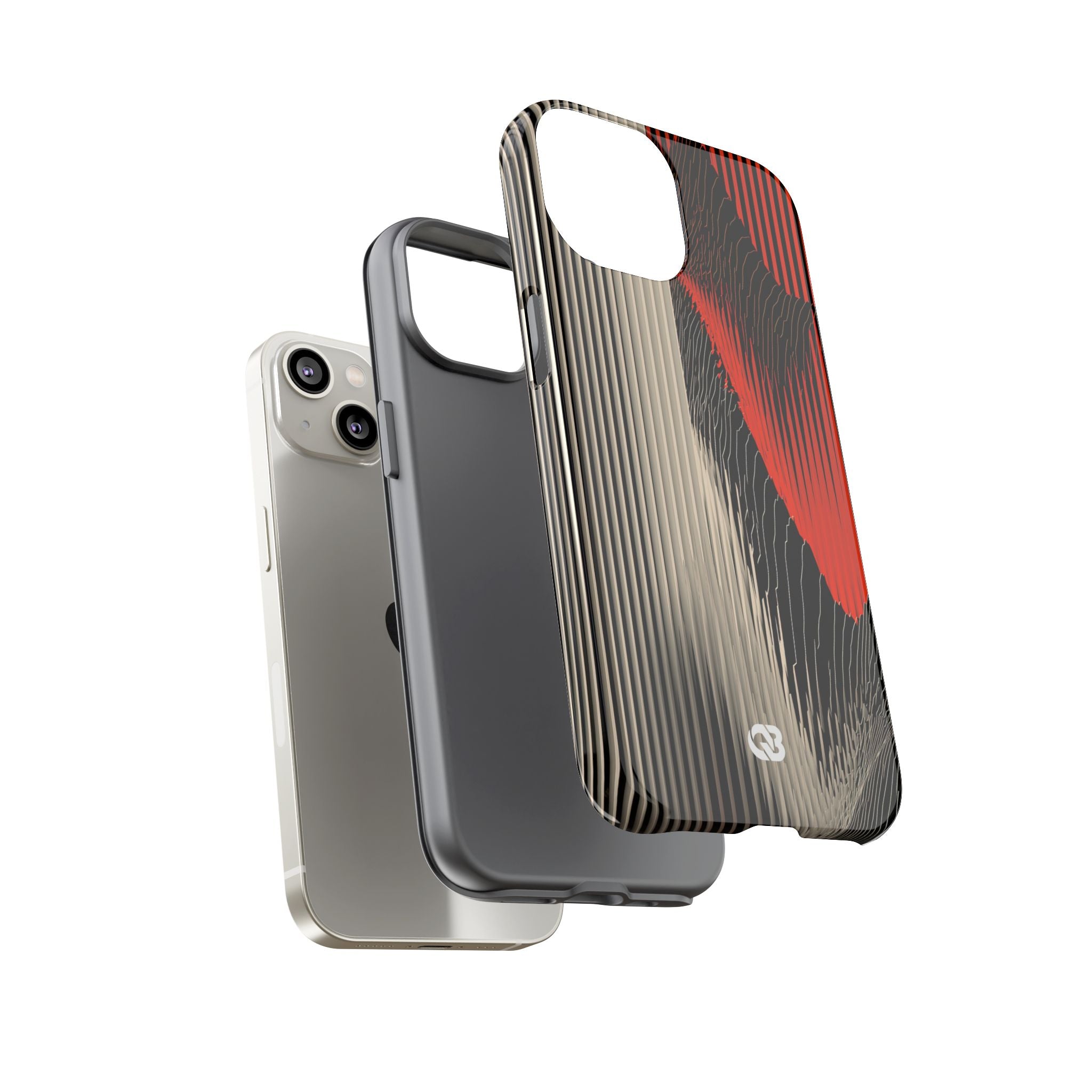 Red Tough Phone Case for iPhone - Crimson Pulse Topo