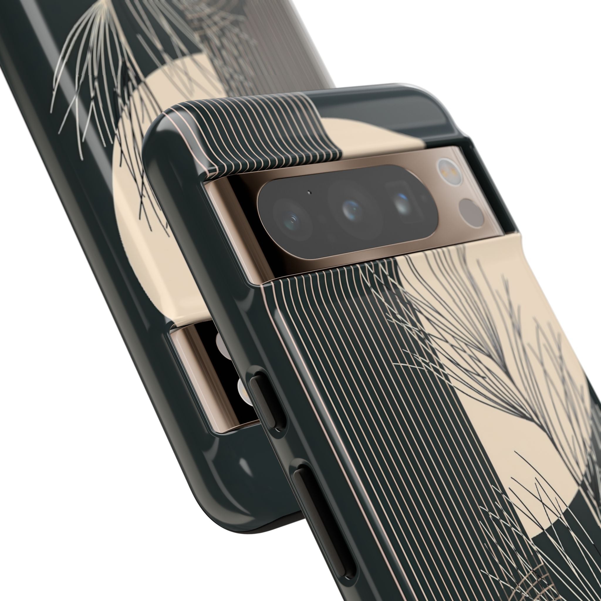 Black Tough Phone Case for Google Pixel - Obsidian Sand Willow