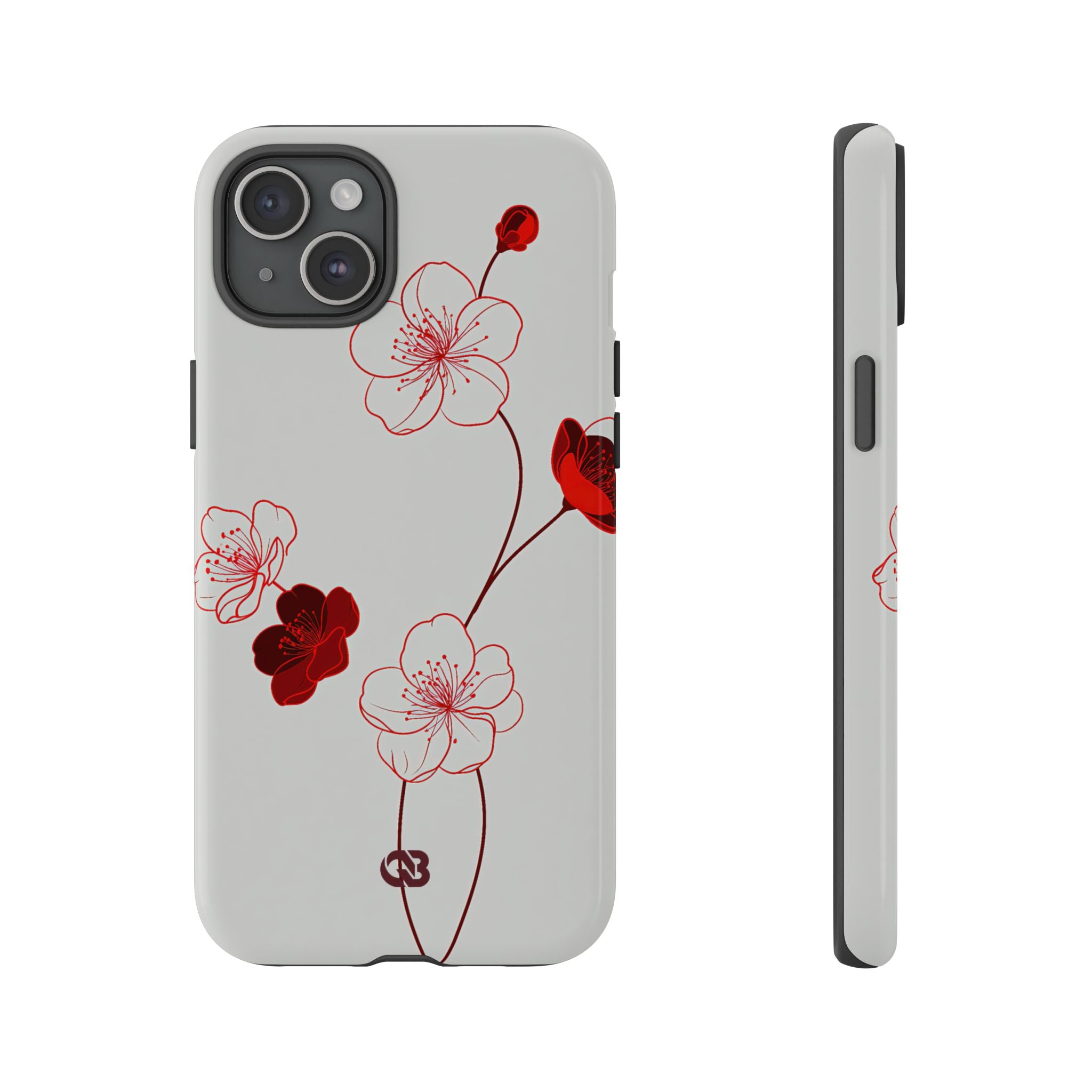 Red Tough Phone Case for iPhone - Kyoto Ember Bloom
