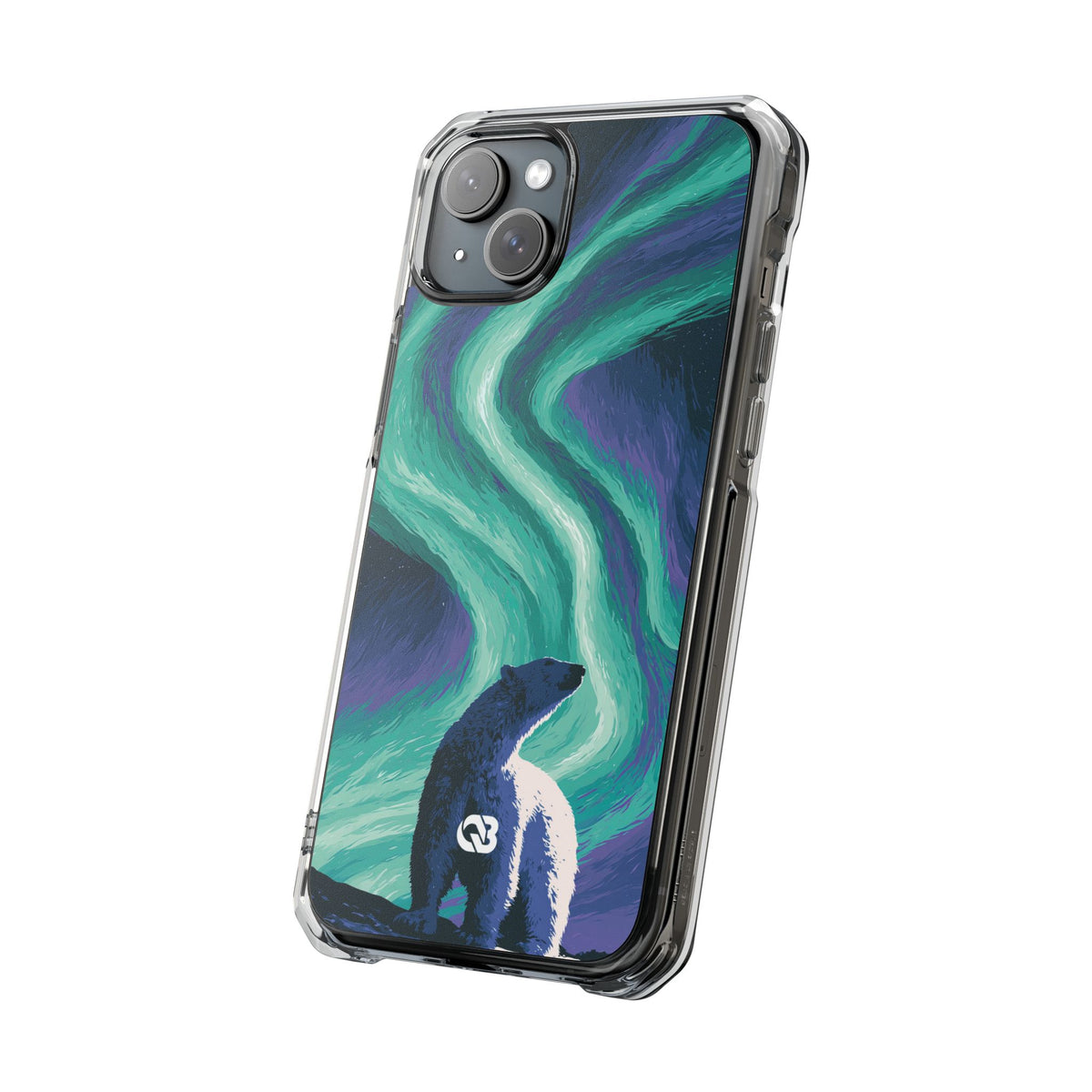 Arctic Aurora Bear · Clear Impact Magnetic Phone Case for iPhone · Teal