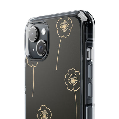 Black Impact MagSafe Phone Case for iPhone - Obsidian Sand Petals
