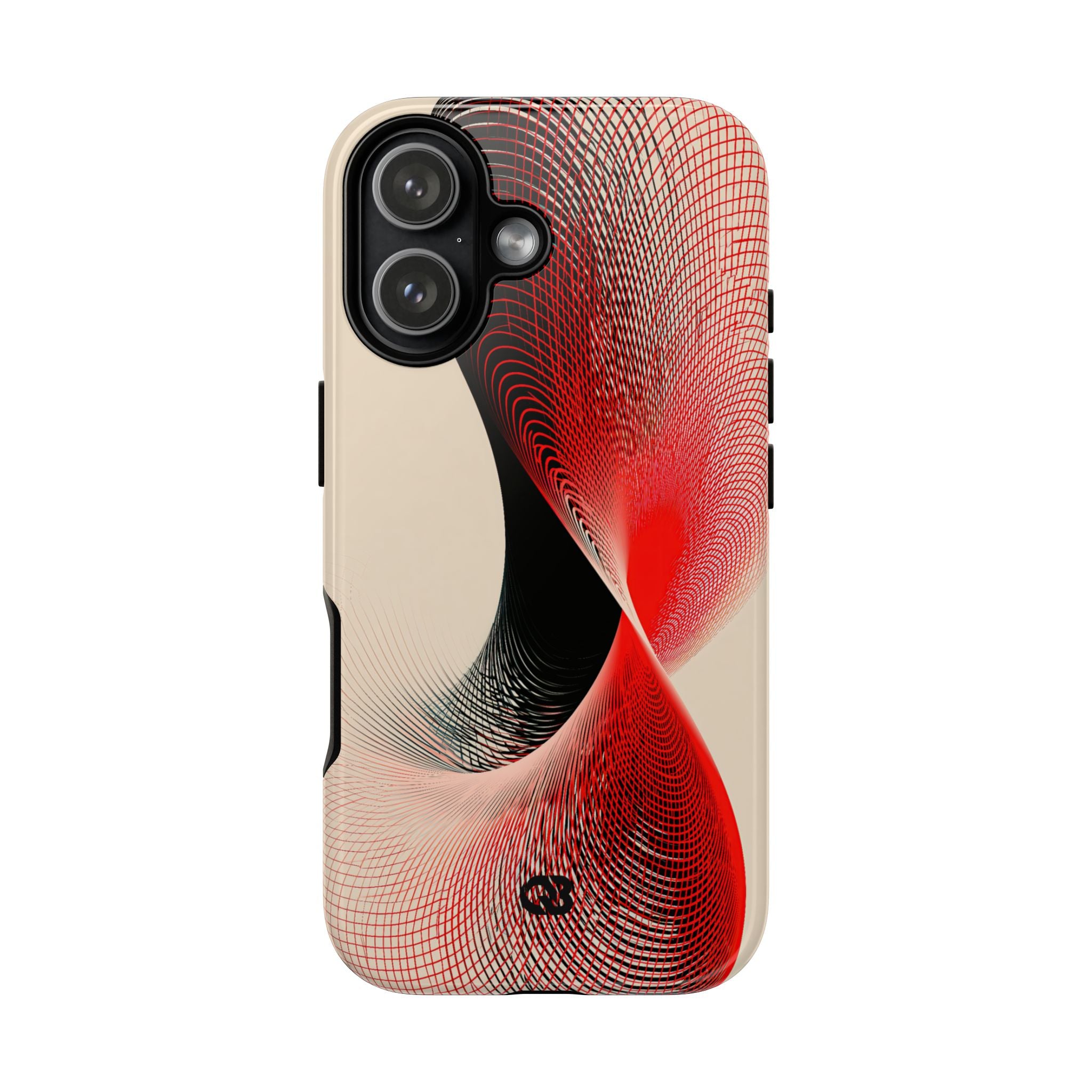 Red Tough Phone Case for iPhone - Scarlet Wireframe Helix