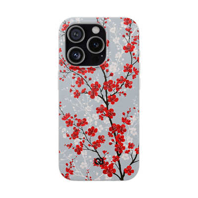 Grey Lite Phone Case for iPhone - Crimson Sakura Slate