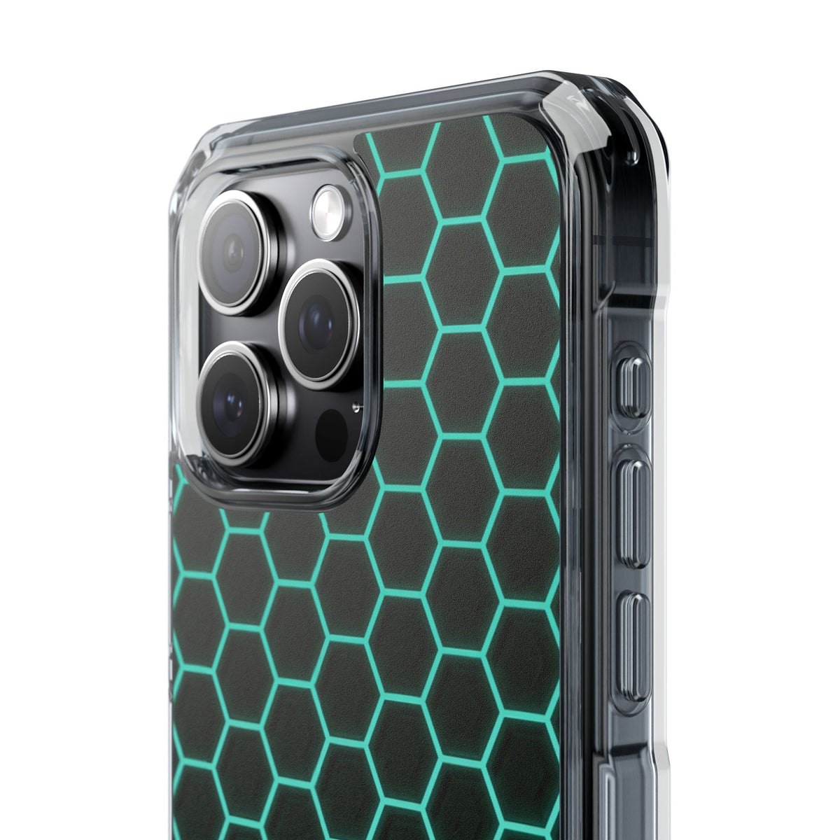 Neon Hex Spectrum · Clear Impact Magnetic Phone Case for iPhone · Teal