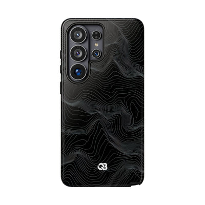 Black Tough Phone Case for Samsung - Obsidian Topo Wireframe