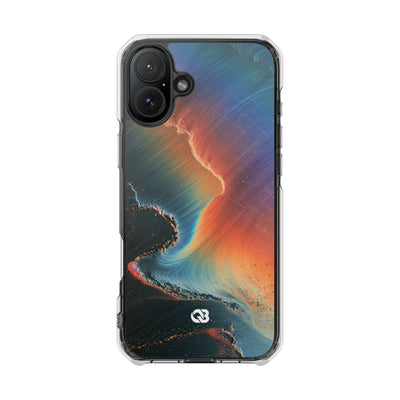 Prismatic Aura Shift · Clear Impact Magnetic Phone Case for iPhone · Blue
