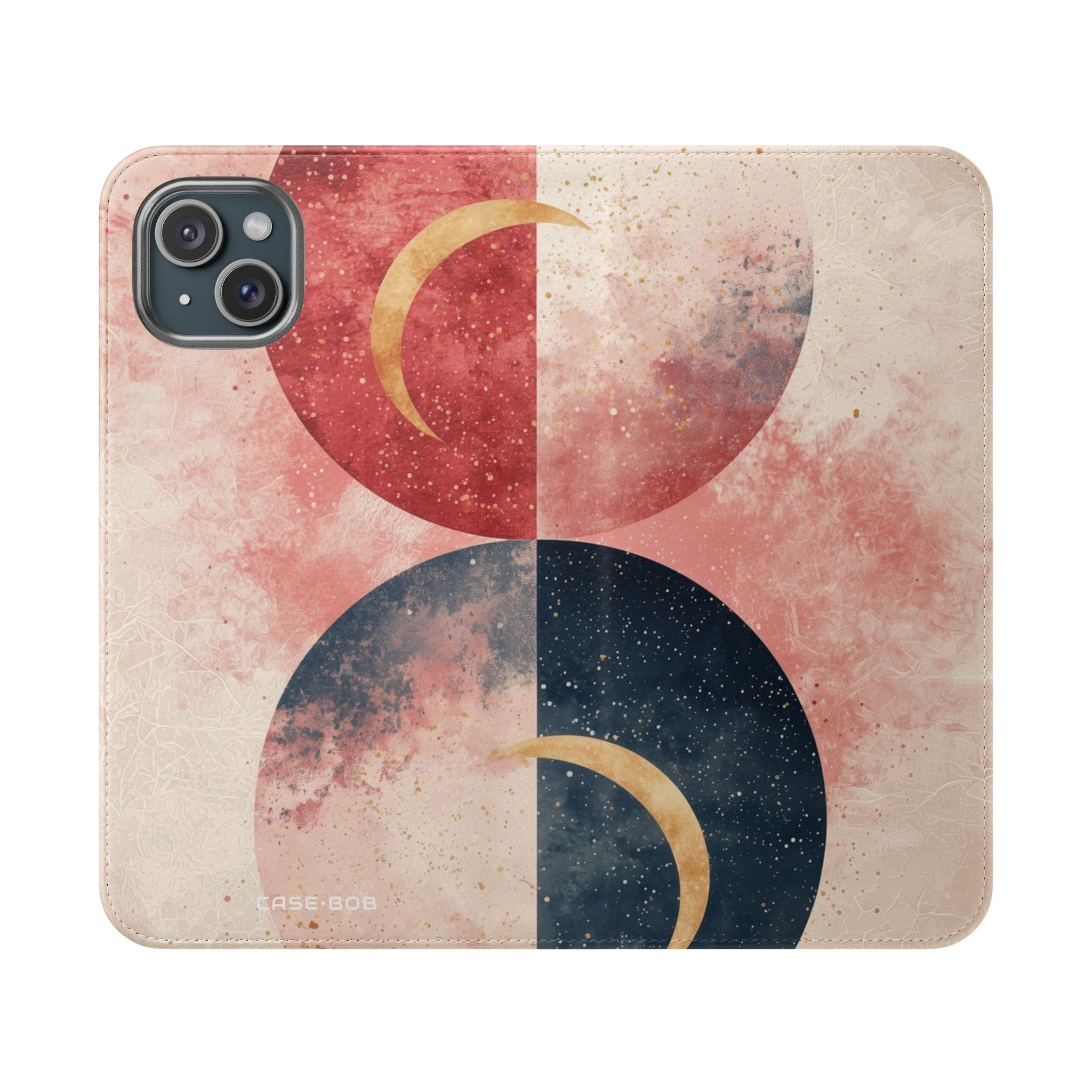 Golden Crescents Crimson - iPhone 15 Plus Case - Wallet