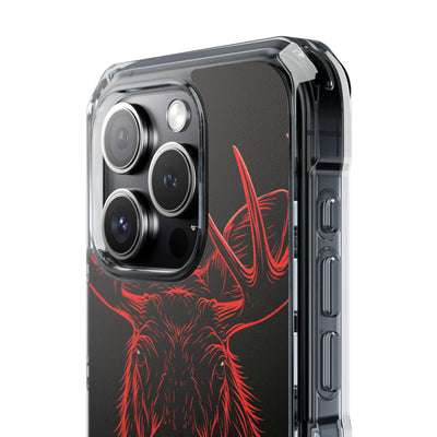 Nordic Moose Contour · Clear Impact Magnetic Phone Case for iPhone ·  Red