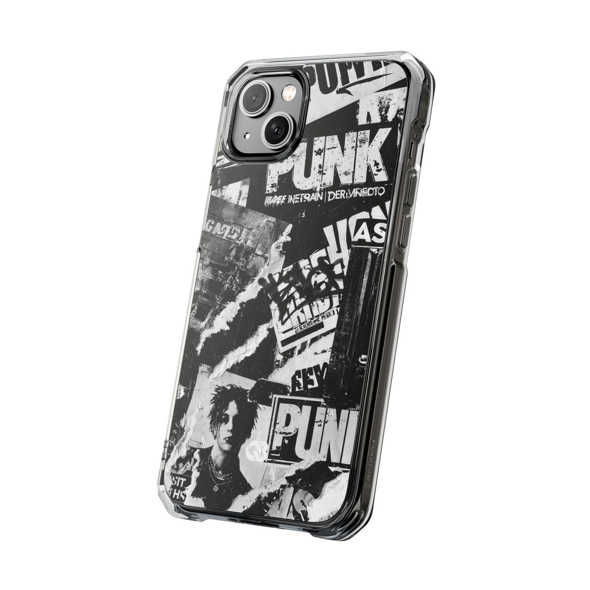Underground Punk Collage · Clear Impact Magnetic Phone Case for iPhone · Black