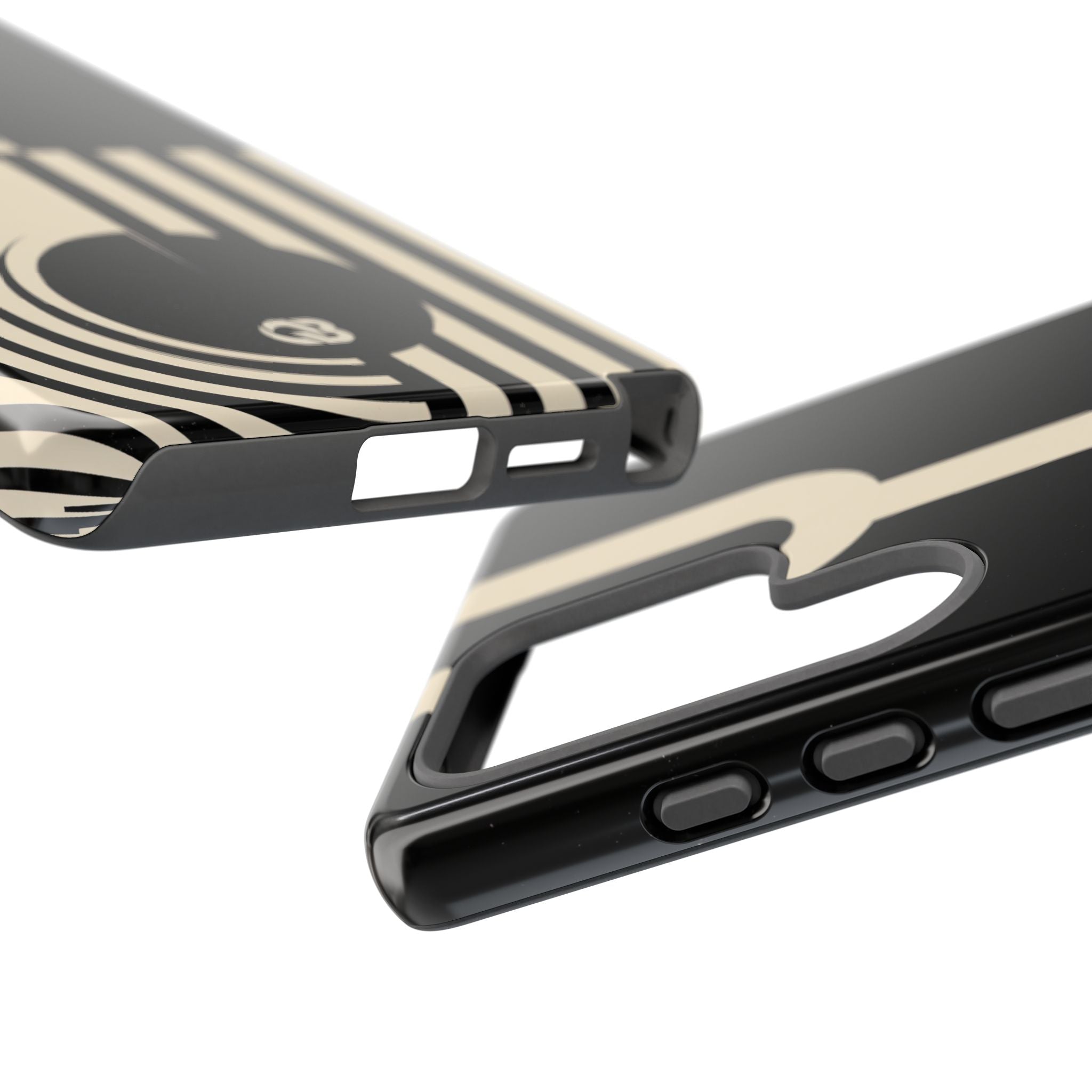 Black Tough Phone Case for Samsung - Ivory Signal Grid