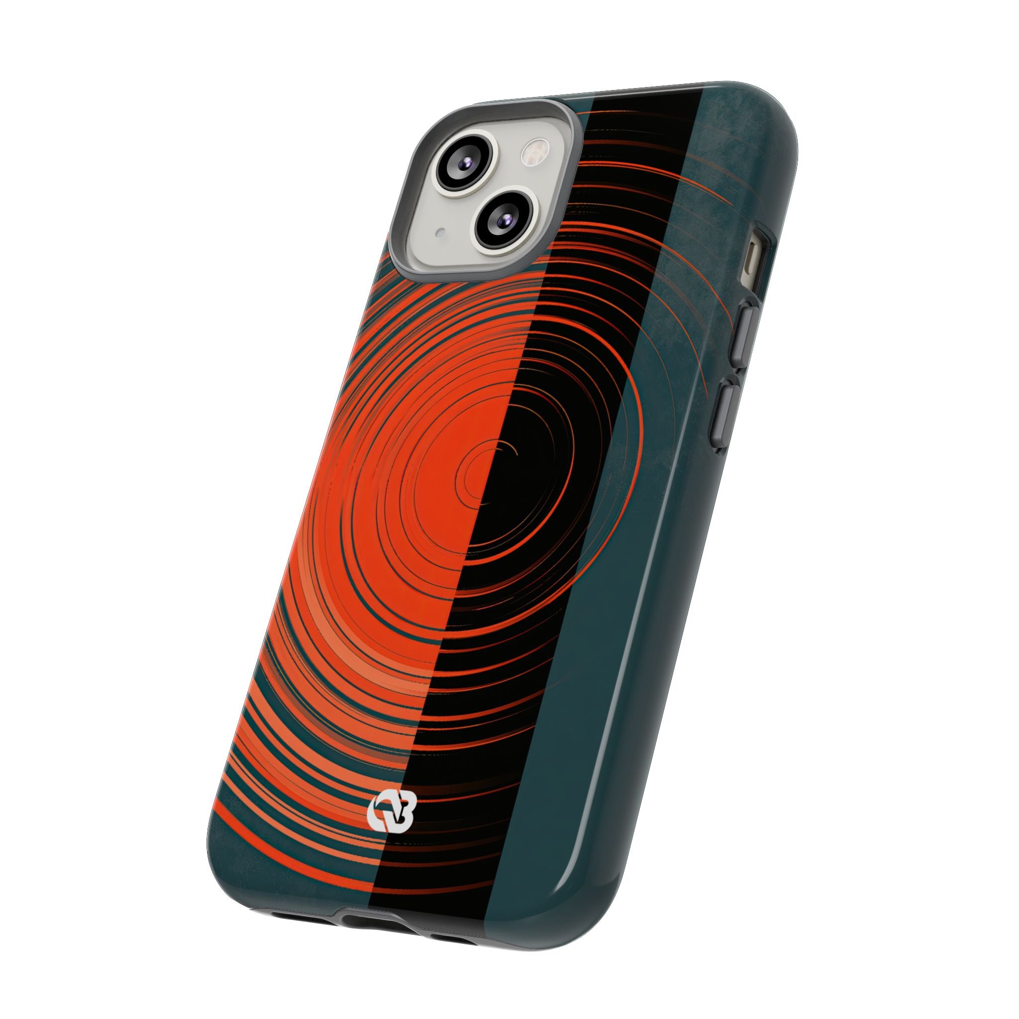 Teal Tough Phone Case for iPhone - Burnt Slate Radial