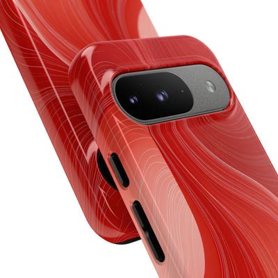 Red Tough Phone Case for Google Pixel - Crimson Silk Strands