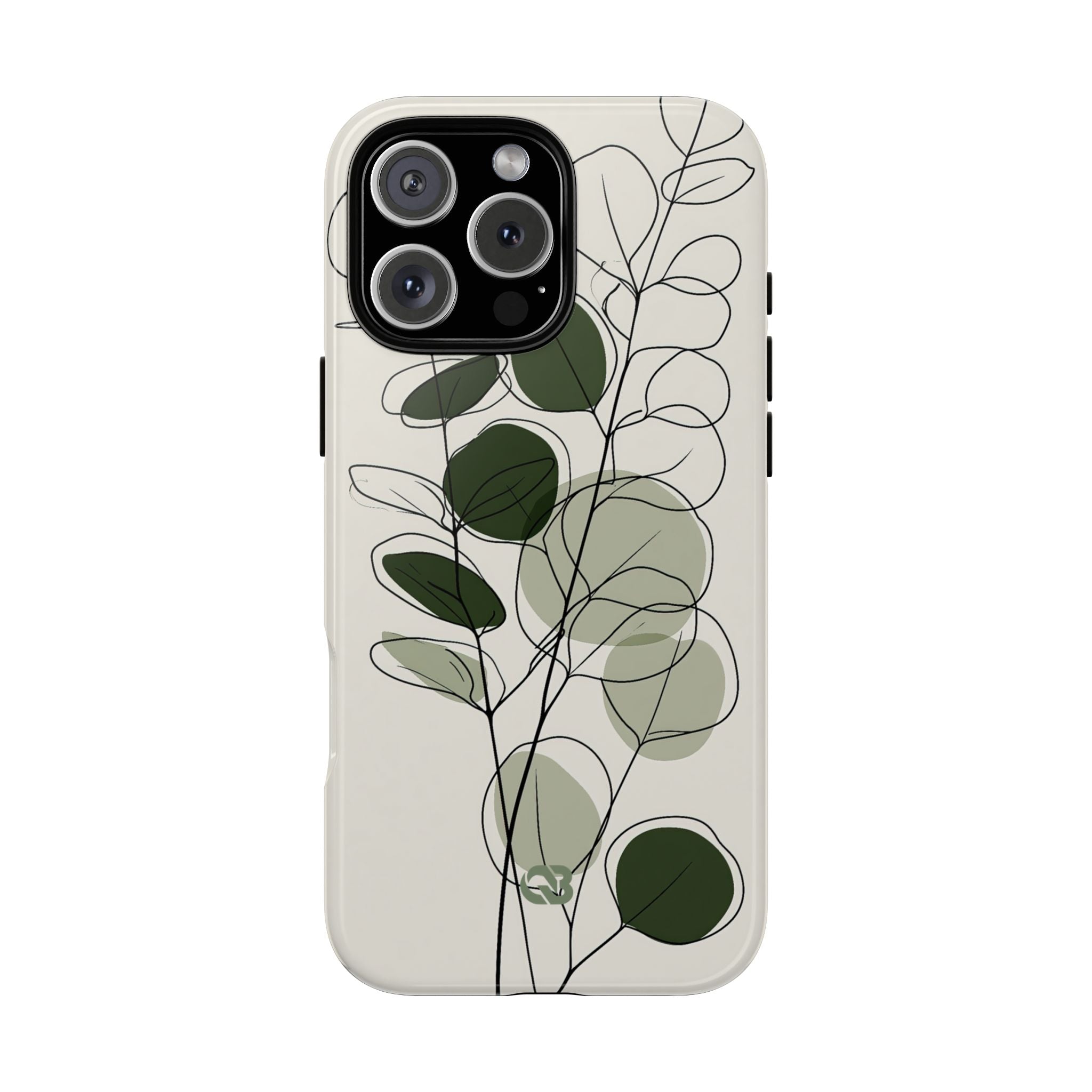 Green Tough Phone Case for iPhone - Muted Eucalyptus Sketch