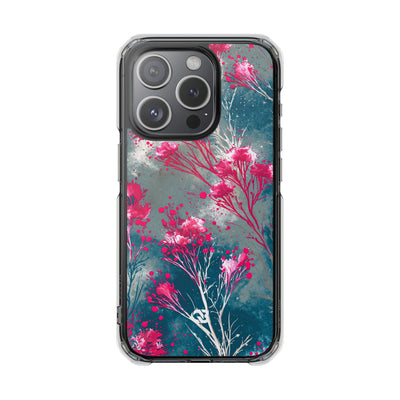 Cyber Blossom · Clear Impact Magnetic Phone Case for iPhone · Teal