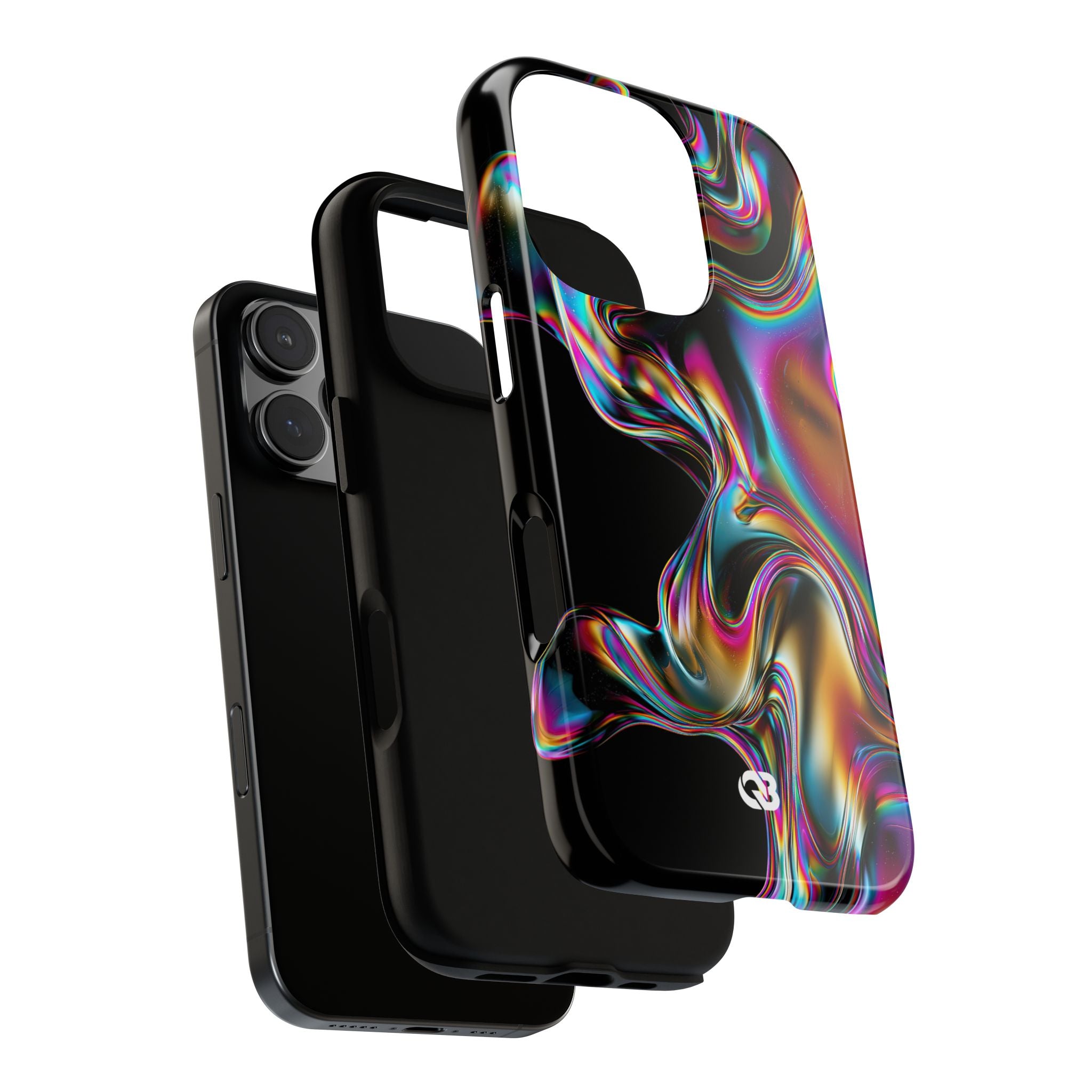 Purple Tough Phone Case for iPhone - Liquid Neon Chrome