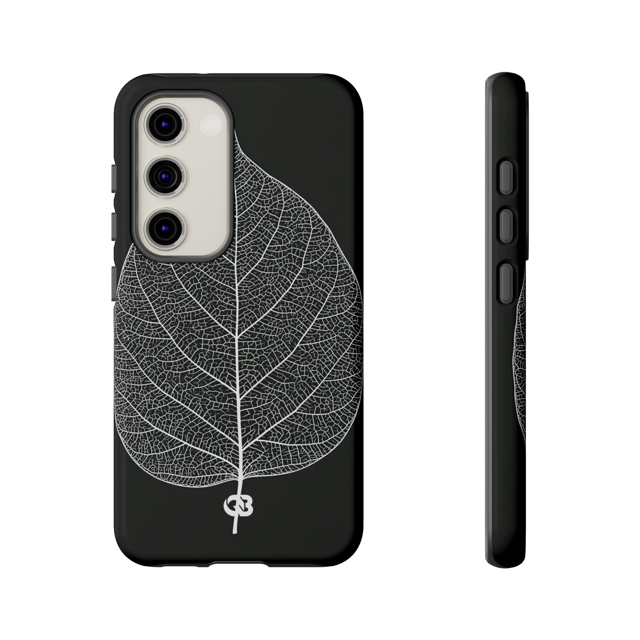 Black Tough Phone Case for Samsung - Bleached Leaf Lattice