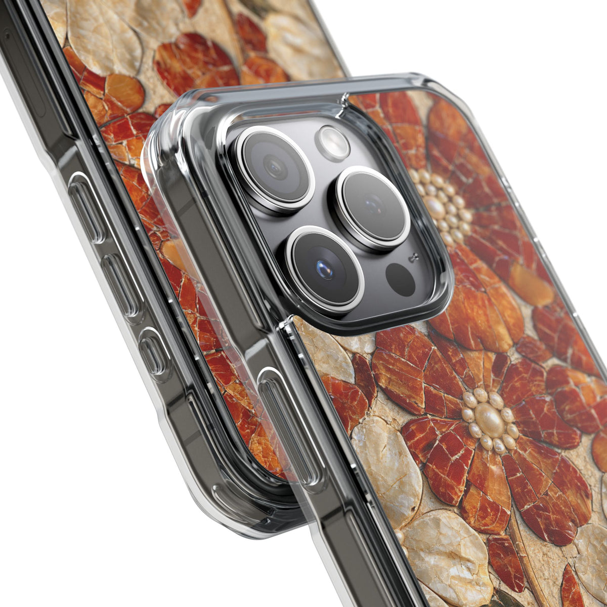 Carnelian Pearl Bloom · Clear Impact Magnetic Phone Case for iPhone · Orange